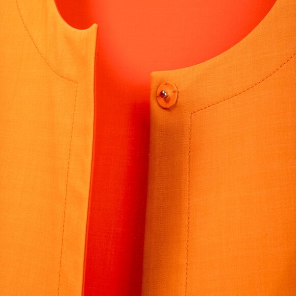 Akris Reversible Firecracker Orange Cotton Trapeze Jacket - Picture 14 of 16